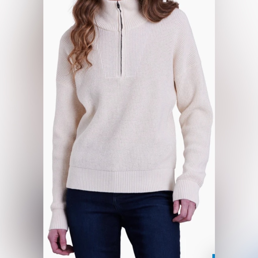 NORDA 1/4 Zip Sweater 
Color: Stone/white 
Size small
